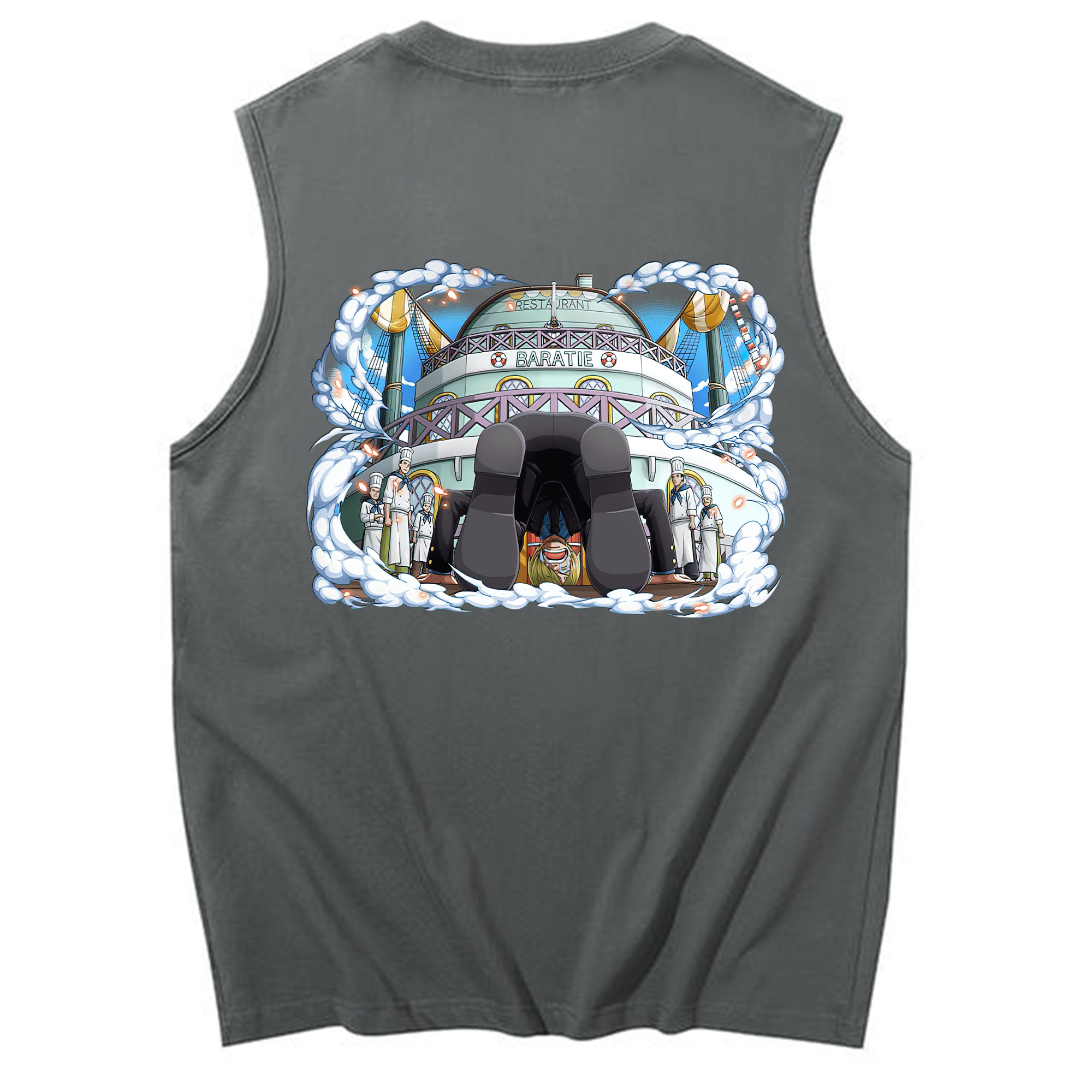 （画像用） ワンピース サンジ ONE PIECE Sanji コットン100％タンクトップ（背面プリント）